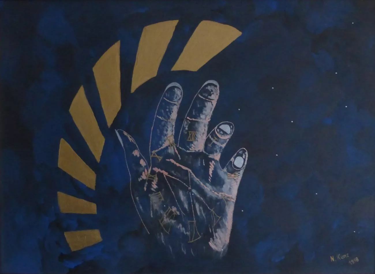 Symbolisches Gemälde "Die Zeit in DEINER Hand" von Norbert Kunz