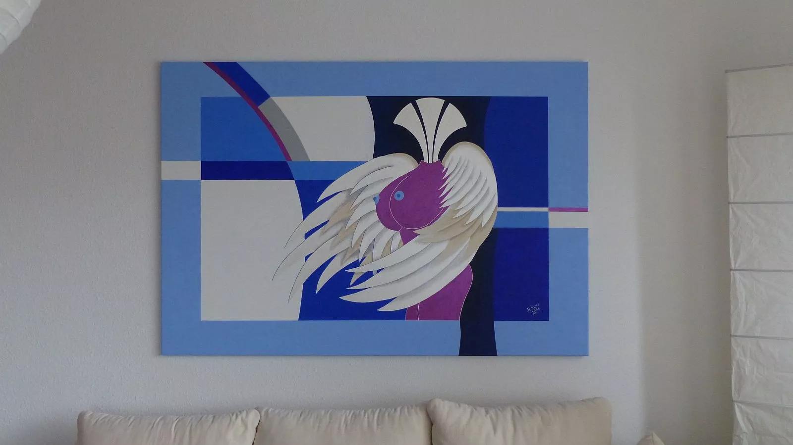 Gemälde "La Phönixa" von Norbert Kunz an der Wand