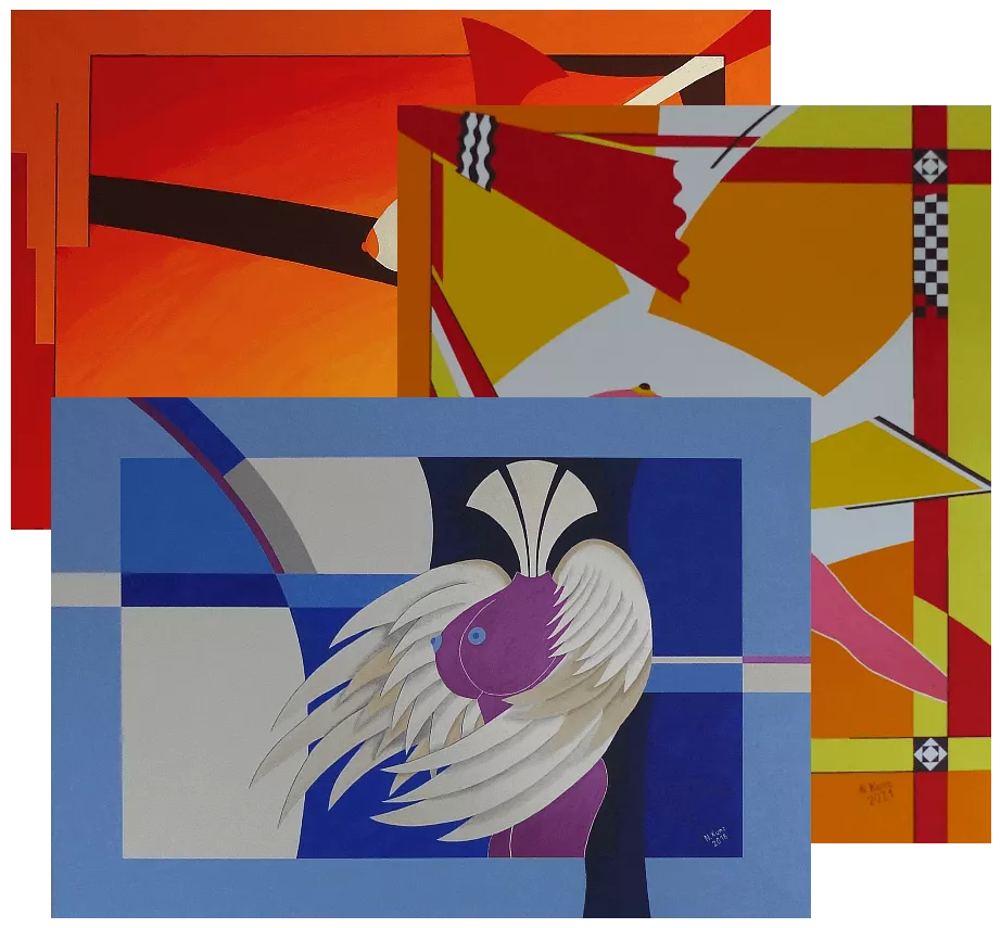 Symbolisch-erotische Gemälde, Set "Inseln der Freude" von Norbert Kunz