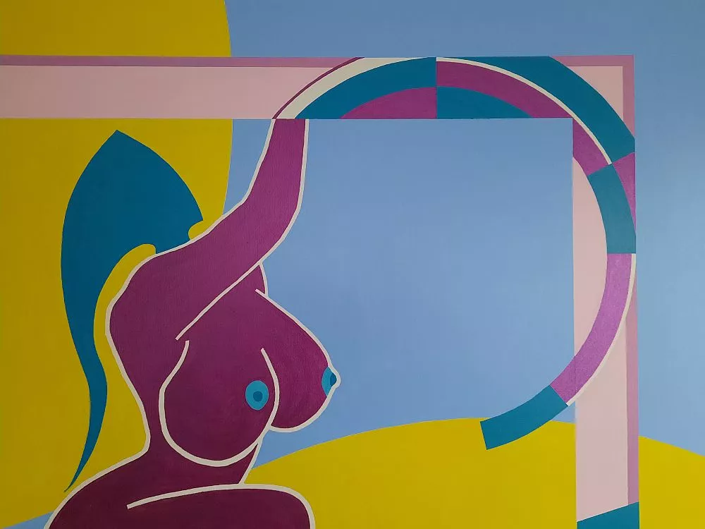 Detail aus dem symbolisch-erotischen Gemälde "Living in a Box" von Norbert Kunz