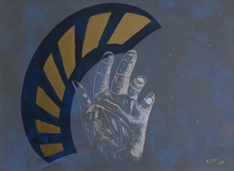 Gemälde "Die Zeit in DEINER Hand", Fokus Strahlenkranz